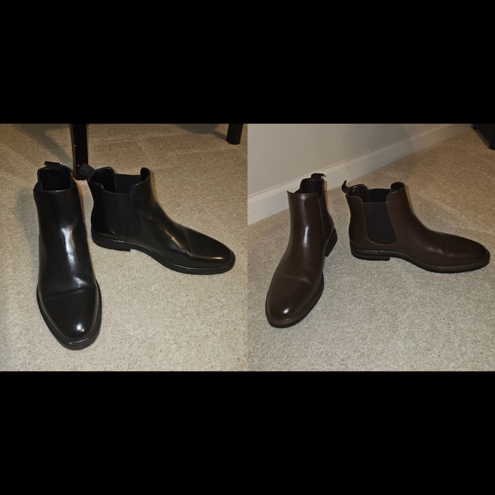 Men's Black and Brown Chelsea Boots